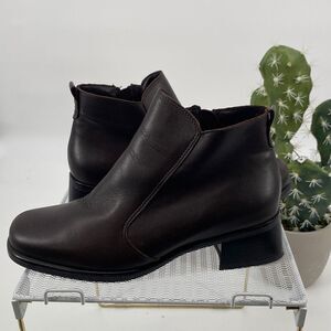 La Canadienne Luftpolster Leather Comfort Boots Side Zip Block Heel‎ Brown 9